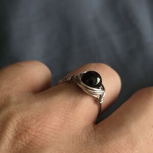 Stampd Silver Wire Ring with Black Stone